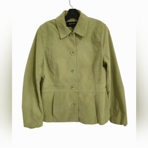 Pritti Vintage Leather Jacket Women's Size Large Suede Green Career Boho